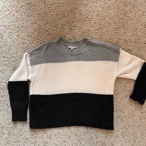American Eagle Outfitters Women's Colorblock Sweater - Gray, Cream, and Black